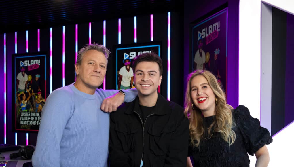 slam middagshow Jarno van der Wielen, Julia Maan en Erik-Jan Rosendahl Erik-Jan Rosendahl, Jarno van der Wielen en Julia Maan